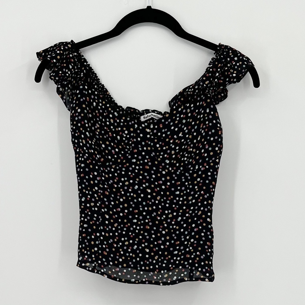 REFORMATION Lisbon Ruffle Shoulder floral print Top Size 0